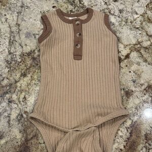 Kate Quinn Tan Ribbed Kids Bodysuit